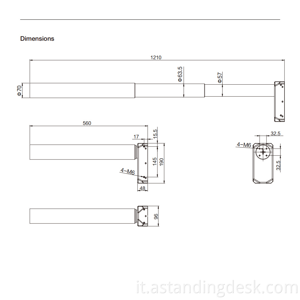 3 segmenti gambe da scrivania regolabili in altezza rotonda gambe elettriche gambe in piedi da scrivania gambe metalliche